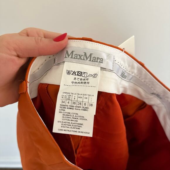 MaxMara Pegno Straight-Leg Trousers Orange 4 $595 - Picture 9 of 12